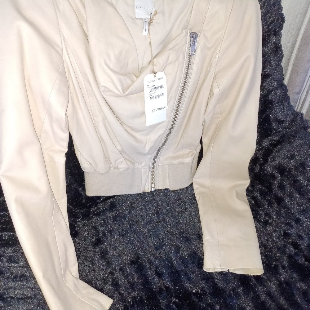 Cream colored jacket in buttery soft real leather.
